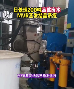 日处理200吨高盐废水MVR蒸发结晶系统
